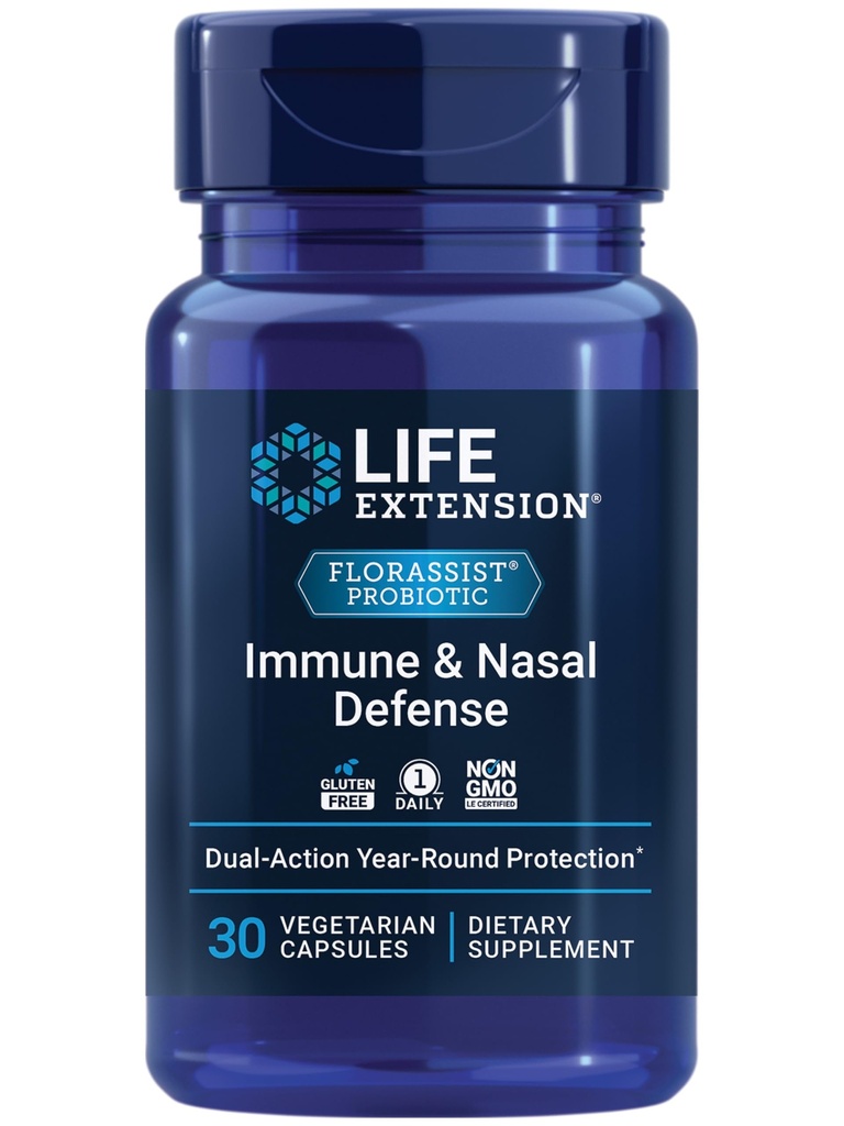Life Extension FLORASSIST® Immune & Nasal Defense, L. rhamnosus CRL1505, Immunantwort, Gesunde Nasal Airflow, Saisonale Unterstützung, Glutenfrei, Non-GMO, 1 Täglich, Vegetarisch, 30 Kapseln