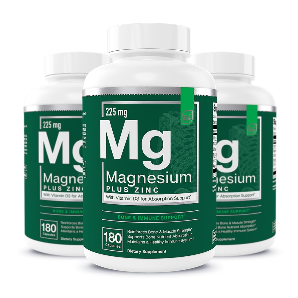 Essential Elements Magnesium Plus Zinc with Vitamin D3 - Scientifically Formulated Heart, Bone, & Muscle Support - 225mg Triple-Strength Magnesium Complex with Glycinate, Malate, Citrate - 540 Count