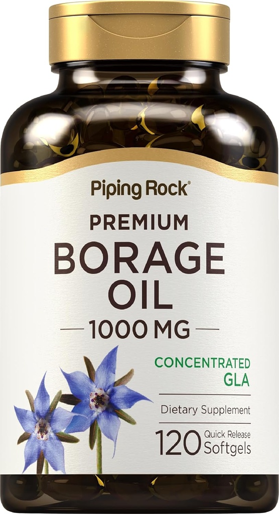 Piping Rock Borage Öl Ergänzung | 1000 mg Softgel Kapseln | 120 Count | Kalt | Hexane Free | Non-GMO, Gluten kostenlose Ergänzung
