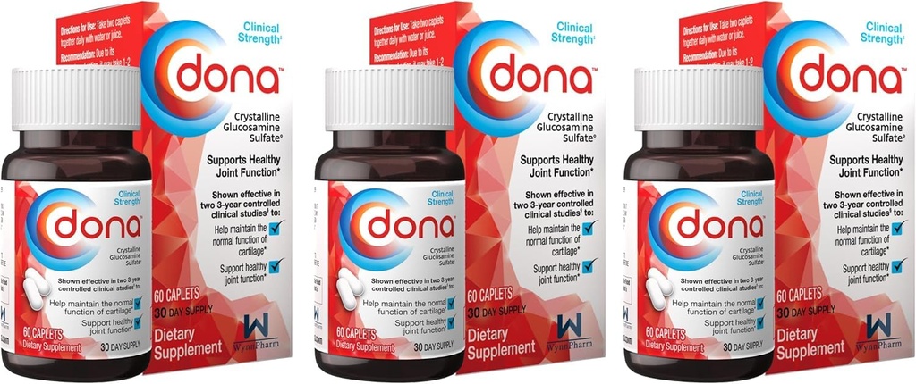 DONA Kristallin Glucosamin Sulfat 60 Caplets (3 Pack)F