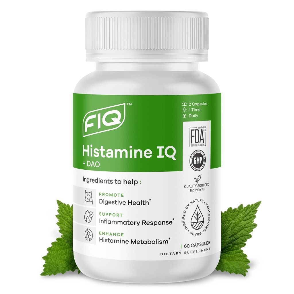Formule IQ - Histamine IQ - Supplément enzymatique Diamine Oxidase (DAO) - DAO Histamine Blocker - Immune Support - 60 Capsules