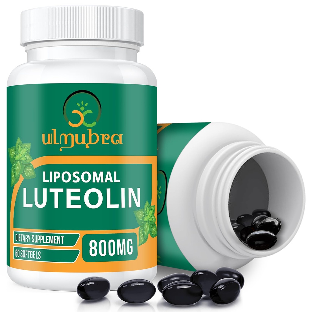 800 MG Liposomal Luteolin Supplemento - Assorbimento massimo, Supplemento Antiossidante Premium per cervello e benessere generale, 60 Softgels - Alimentazione di 30 giorni