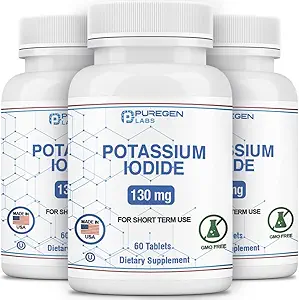 Comprimés d'iodure de potassium 130 mg EXP 07/2025, Comprimés d'iode de casher, support thyroïdien – 3 paquets de 180 comprimés Total