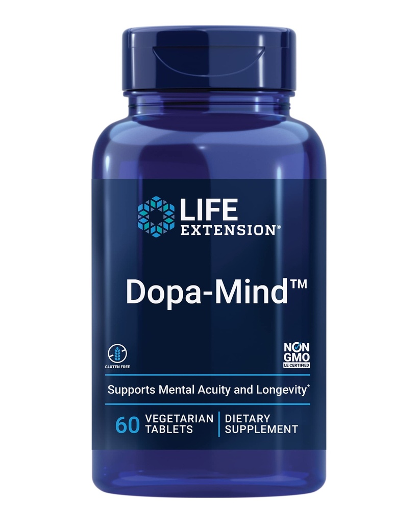Dopa-MindTM, Dopamine Support Supplement, Supporta prestazioni cognitive, Produzione sana di dopamina, Senza glutine, Non OGM, Vegetariano, 60 compresse