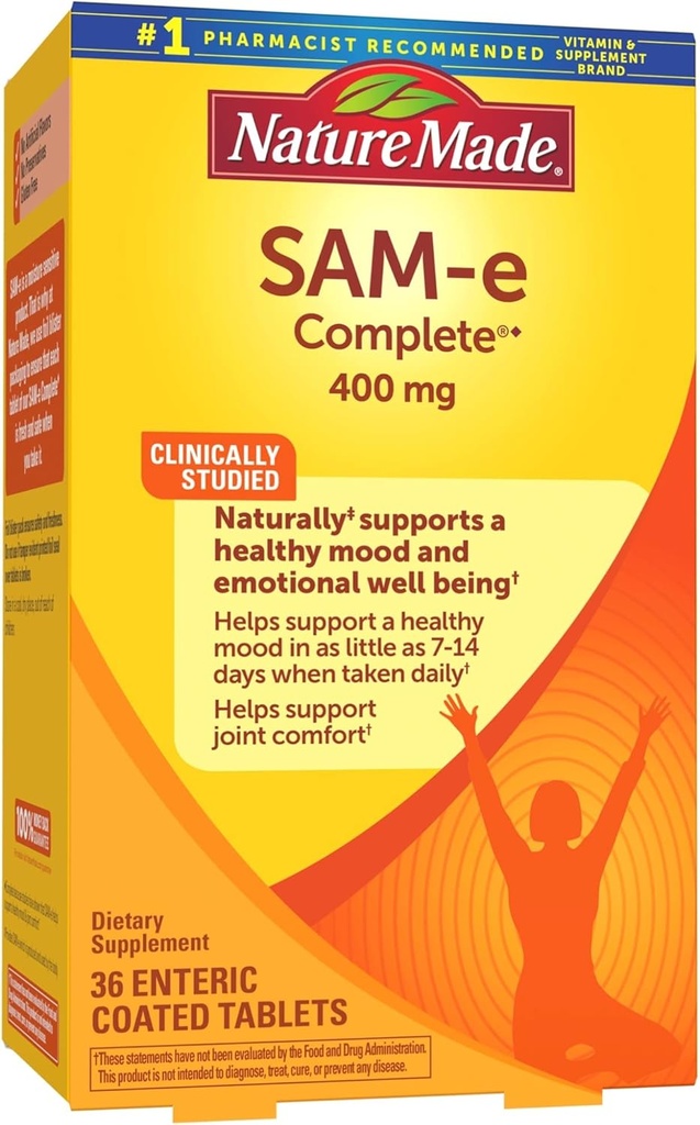 SAM-e Completo 400 mg, Integratore alimentare per il supporto del mood, 36 compresse, 36 giorni di alimentazione
