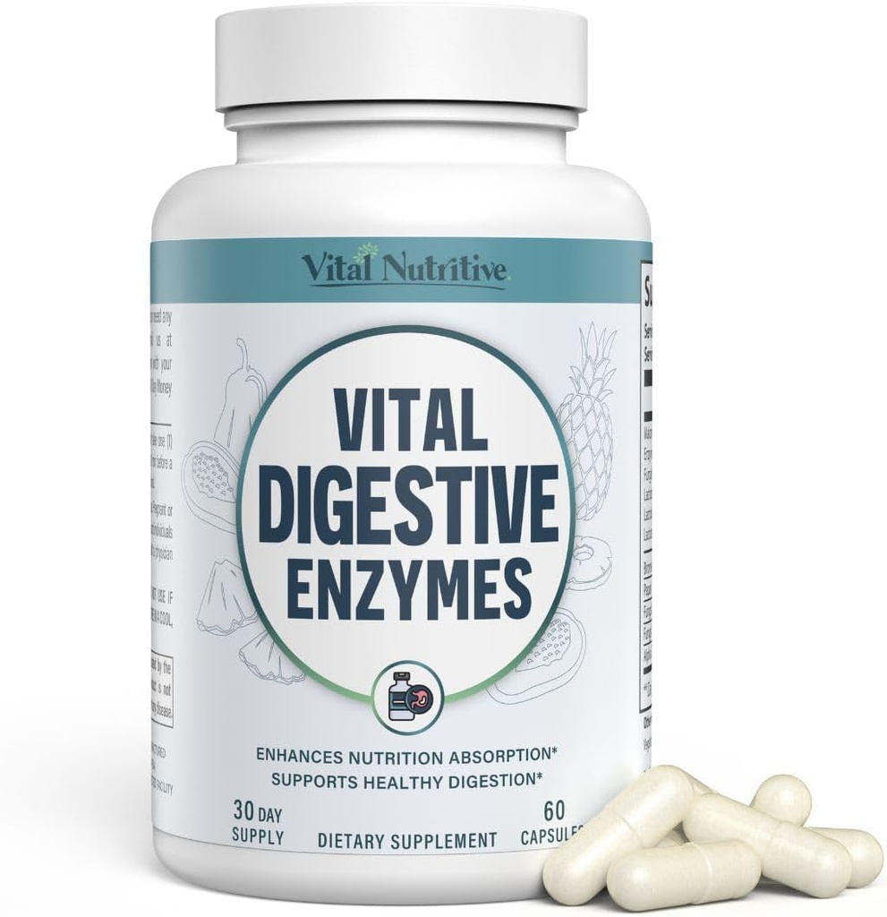 Vital Digestive Enzymes with Makzyme-Pro™ – Advanced Probiotic Complex for Digestive Support, Gut Health, Nutrient Absorption & Energy
