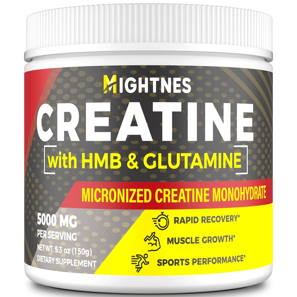 Creatina HMB, polvere di creatina per gli uomini e le donne, monoidrato di creatina micronizzata per la crescita del muscolo e il recupero e la resistenza aumentata, prestazioni, creatina HMB con la glutammina, senza glutine, 30 Serve