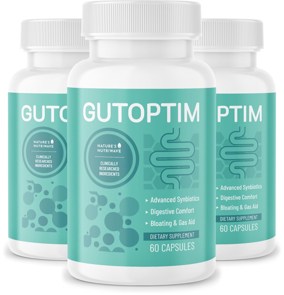 GutOptim Probiotic & Prebiotic Capsules | Pre and Probiotics for Synbiotic Gut Health & Bloating Relief for Women & Men | Enzyme with Probiotics for Digestive Health | Non-GMO, 60 Ct, 3 Month Supply
