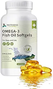 Omega 3 Fish Oil per cani e gatti, Dog & Cat Fish Oil Pet supplemento, pelle e cappotto supplemento per spargimento, prurito secco pelle e allergie, ricco in EPA & DHA con omega 3 acidi grassi