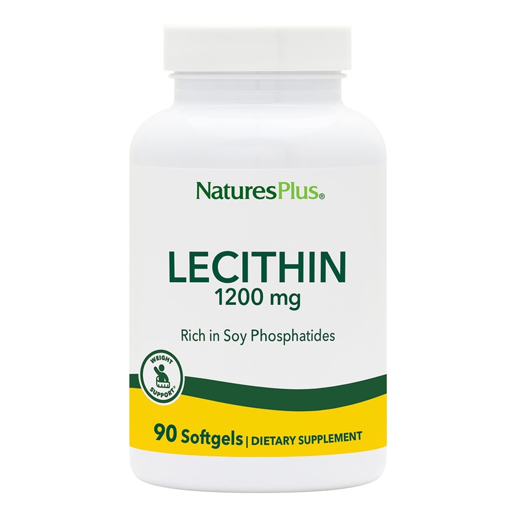 NaturesPlus Lecithin - 1200 mg, 90 Softgels - Reich an Soy Phosphatides - Glutenfrei - 90 Portionen