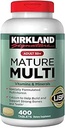 Kirkland Signature Adulte 50+ Multivitamines et minéraux, 400 comprimés (2 paquets)