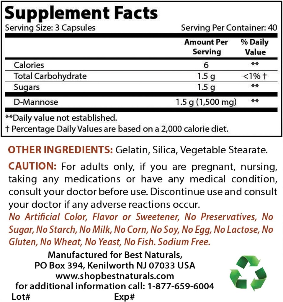 Meilleurs naturels D-Mannose 1500 mg & Ashwagandha Extrait 500 Mg
