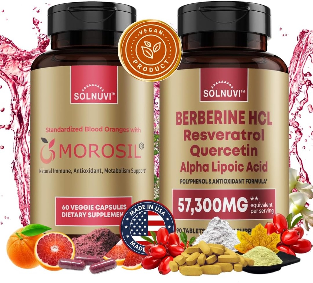 All in One Metabolism Bundle - Morosil & Berberine Complex mit Resveratrol Quercetin Alpha Lipoic Acid - Antioxidant, Vitalität, Wellness Support - Non-GMO, Gluten-Free, Vegan Supplement