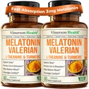 Melatonine aide au sommeil avec racine L Theanine & Valerian – supplément curcumin curcumin curcumin curcumin curcumin curcumin avec gingembre et poivre noir – L-Theanine & Melatonine 3mg pour le sommeil, le calme et le stress – 2 Pack