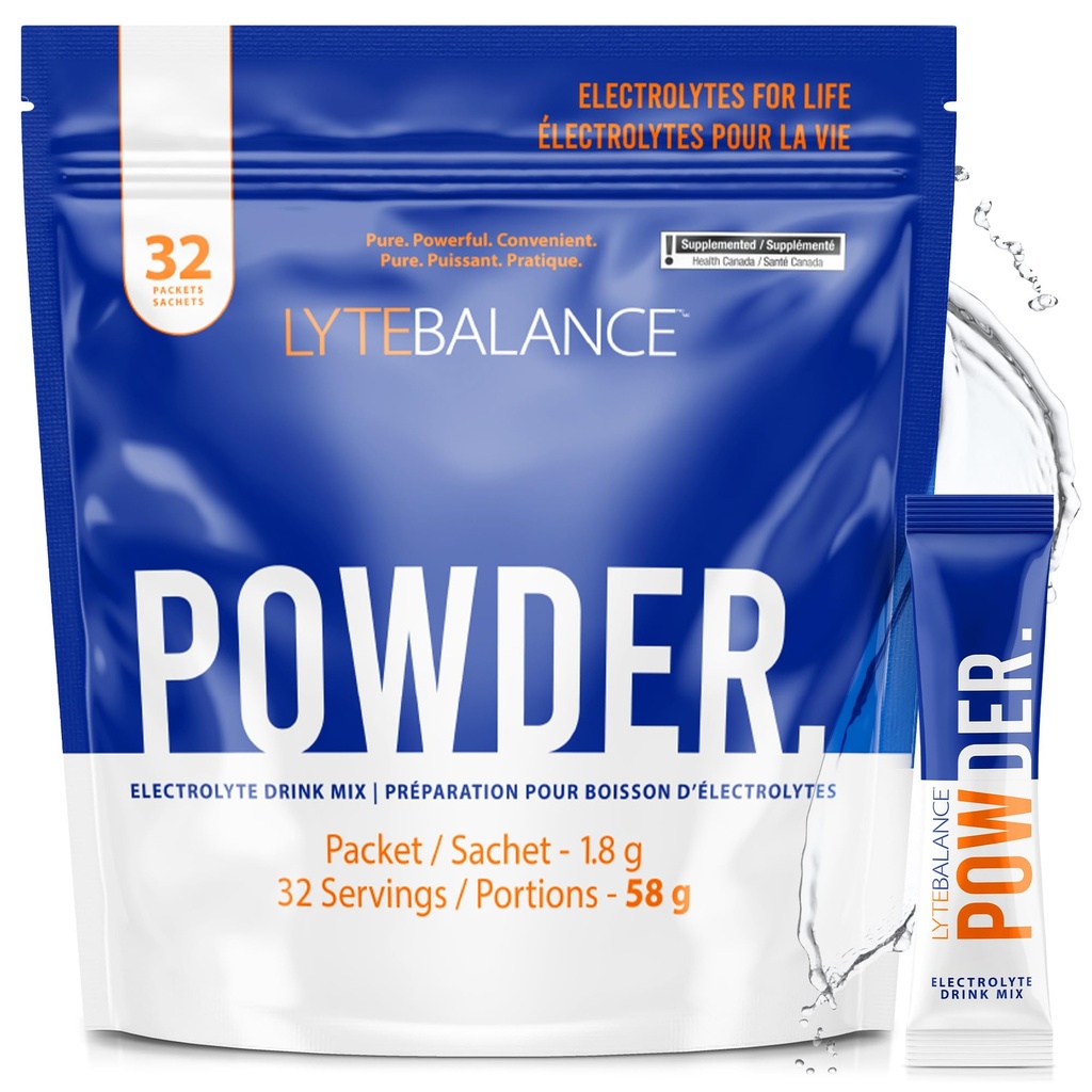 LYTE BALANCE Powder 32 Doppio pacchetto di resistenza, Naturally Salty Electrolyte Drink Mix w/Sodium, Potassium & Magnesium | Idratazione giornaliera, Recupero muscolare, Supporto immunitario | Keto, Paleo, No Sugar