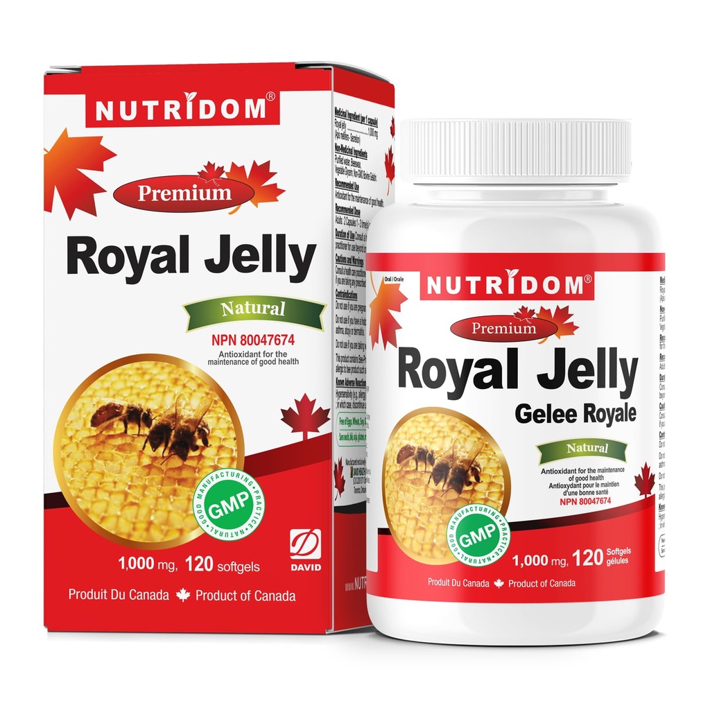 Nutridom Royal Jelly 1000mg, 120 softgels (une bouteille)