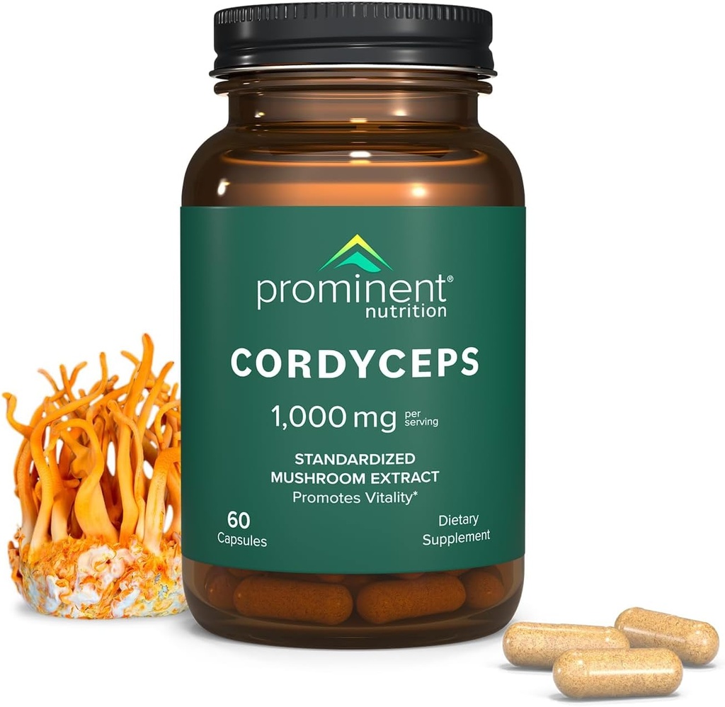 Prominent Nutrition Cordyceps Supplement - Promotes Vitality - 1000 mg, 60 Count