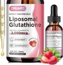 Liposomal Glutathione Liquid Drops, Glutathione Liquid Supplement, Active Form L- Glutathione, con Vitamina C, Liver Detox, Antiossidante per Antiinvecchiamento, Immune & Cleansing, Fragola Flavor, 2 FL.OZ