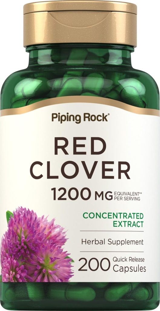 Piping Rock Red Clover 1200mg | 200 capsule | Supplemento a base di erbe | Blossom Extract | Non-GMO, Gluten Free