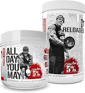 5 % Nutrition Riche Piana Bundle= AllDayYouMay BCAA Powder + Kill It Reloaded High-Stim Pre-Workout (Fruit Punch)