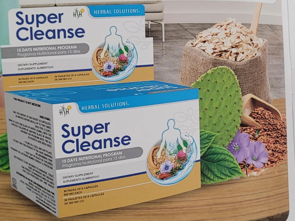 Super Cleanse by Herbal Solutions: Programme de désintoxication supplémentaire de 15 jours pour le nettoyage complet des systèmes digestifs - Nettoyage des colonies et nettoyage du foie