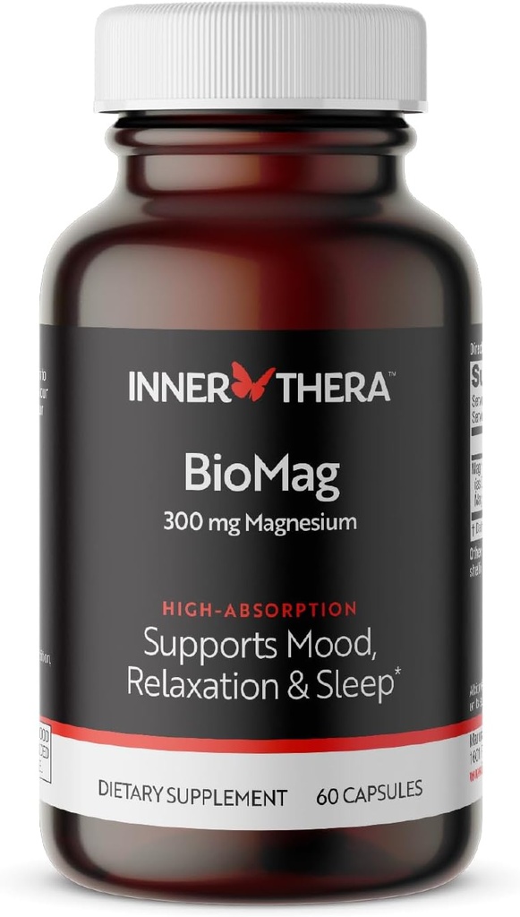 Magnésium Glycinate & Malate Complex (300 mg) Chélaté pour Absorption maximale (300 mg) soutient la santé cardiaque, les os forts, les muscles, un meilleur sommeil (60 capsules) sans gluten, sans OGM, végétalien