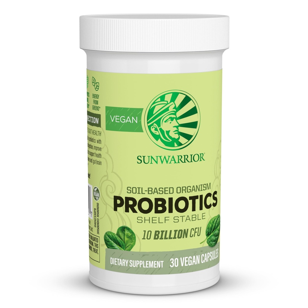 Sunwarrior Probiotics Soil-based Vegan Capsule | 10 miliardi di CFU per Digestion Soy Free Gluten Free Dairy Free | 30 CT
