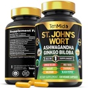 St.John's Wort Supplement - 8in1 Formel - Kombinieren Sie mit Ashwagandha, Ginkgo Biloba, Shilajit, Valerian, Heilige Basilikum, Kamille und schwarzem Pfeffer - 120 Vegan Kapseln für 4 Monate Versorgung