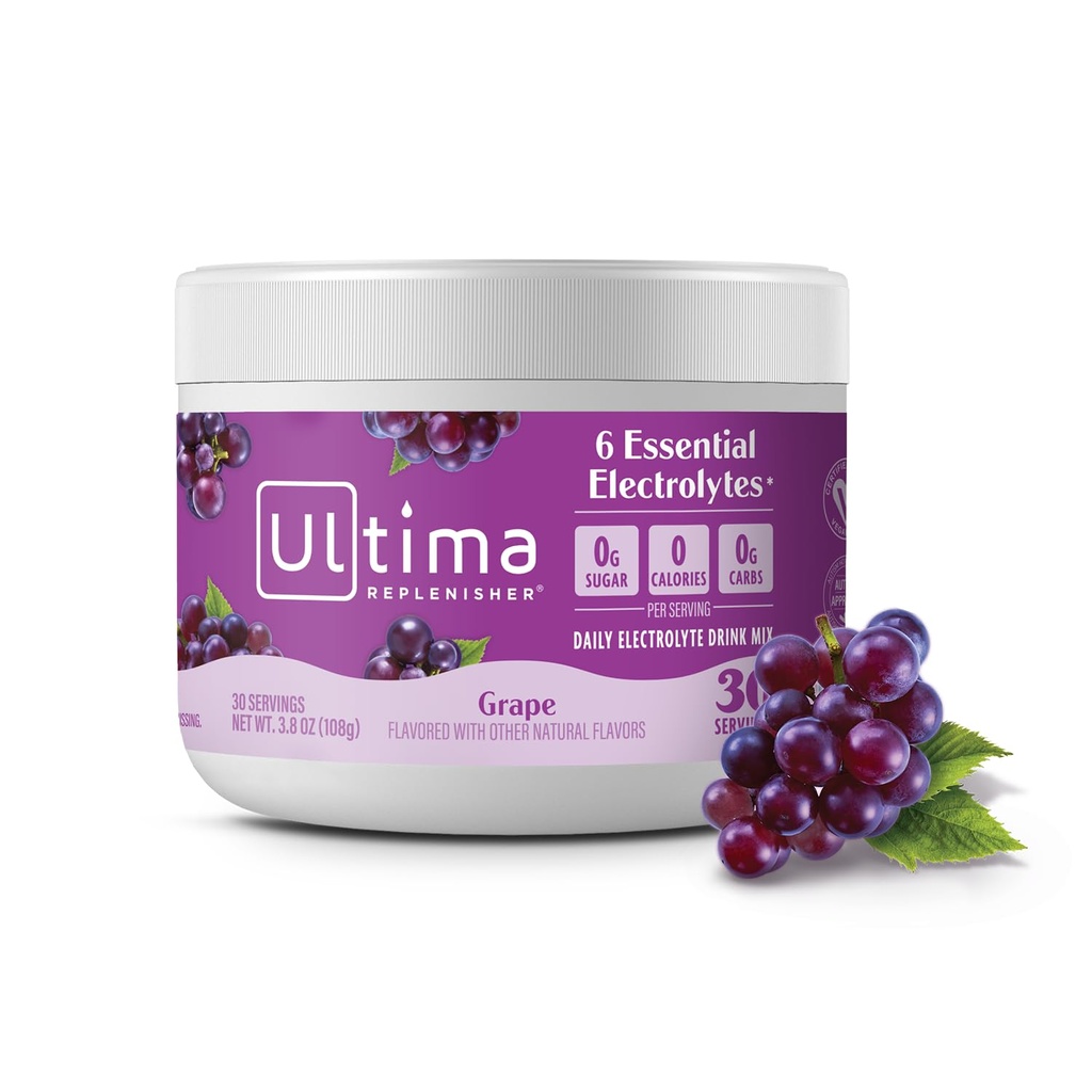 Miscelatore giornaliero della bevanda della polvere dell'elettrolita – Zucchero libero – Uva, 30 Serve – Polvere di idratazione con 6 elettroliti chiave e minerali della trace – Keto Friendly, Vegan, Non OGM