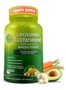 Glutathion liposomique 500mg - Forme active L Glutathion (réduit) pour absorption maximale - Fabriqué avec des aliments entiers biologiques - Maître Antioxydant et détoxifiant - Immune et soutien cardiovasculaire - 60 Compte