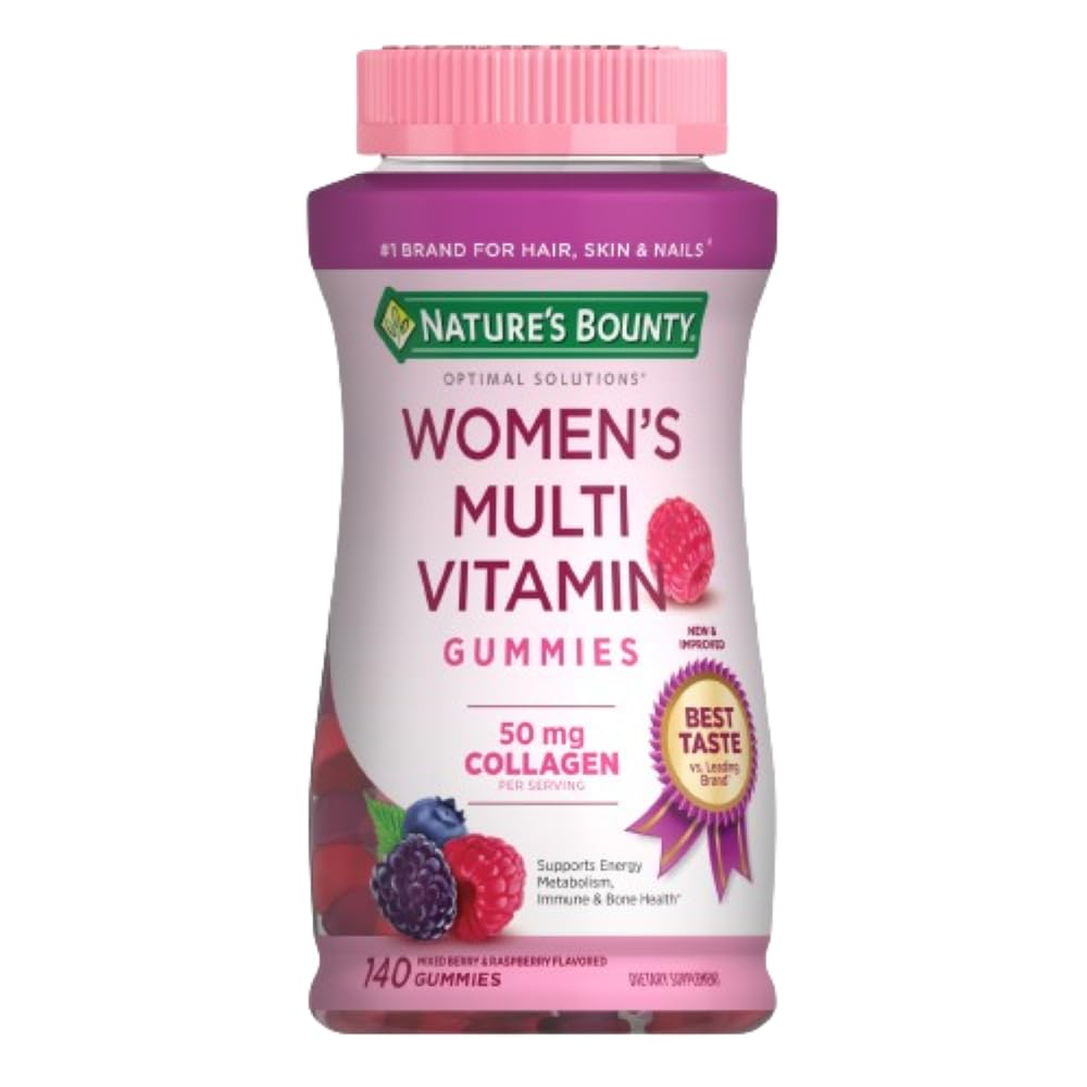 Soluzioni ottimali della natura, Gummie Multivitaminiche per il supporto immunitario, Supporto per l'energia cellulare, Salute del chiodo, Sapore del lampone, 140 Ct