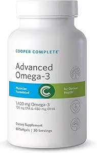 Cooper Complete - Advanced Omega 3 - Integratore di olio di pesce, EPA concentrato + DHA Omega-3 acidi grassi 1400 mg - 30 giorni di alimentazione