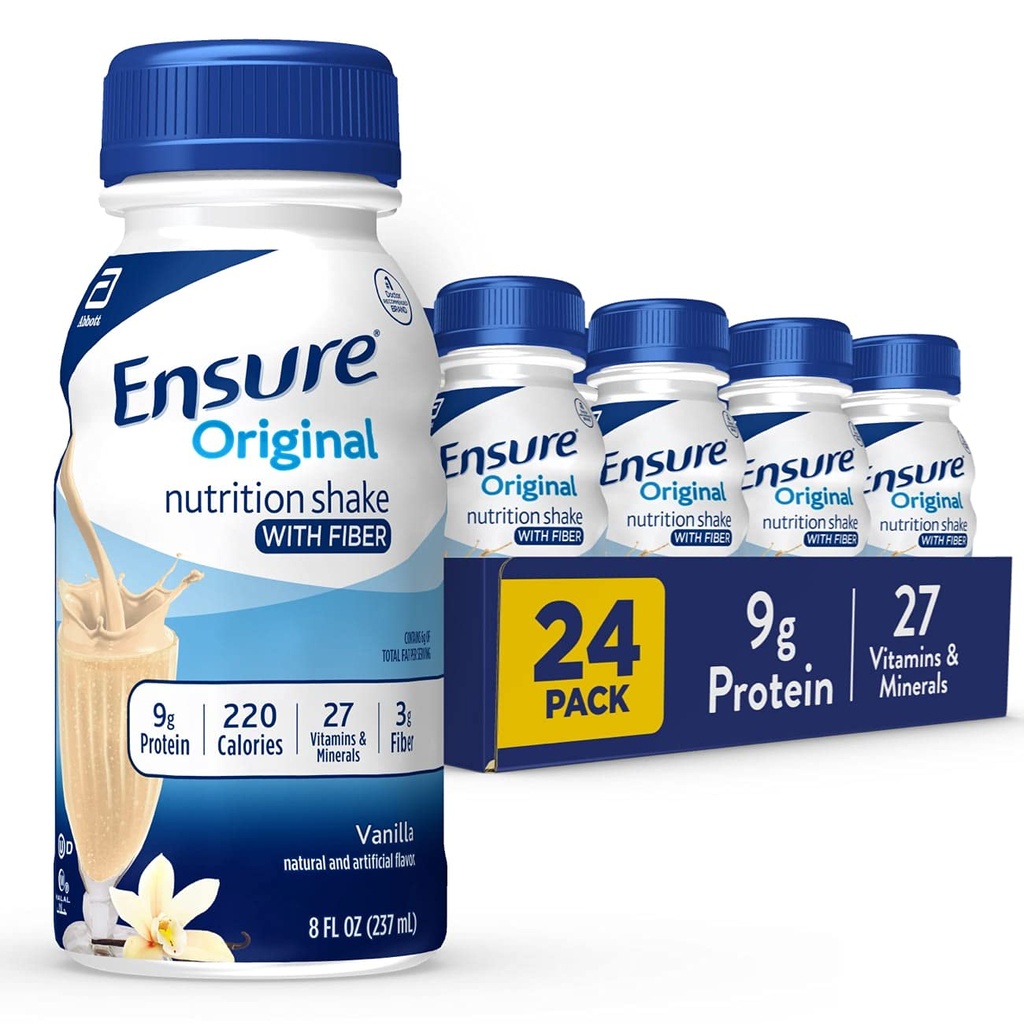 Vergewissern Sie sich Original Vanilla Nutrition Shake mit Fiber | Small Meal Ersatz Shake | Ready to Drink | 9g Protein, 27 Vitamine und Mineralien | 8 fl oz - 24 Pack