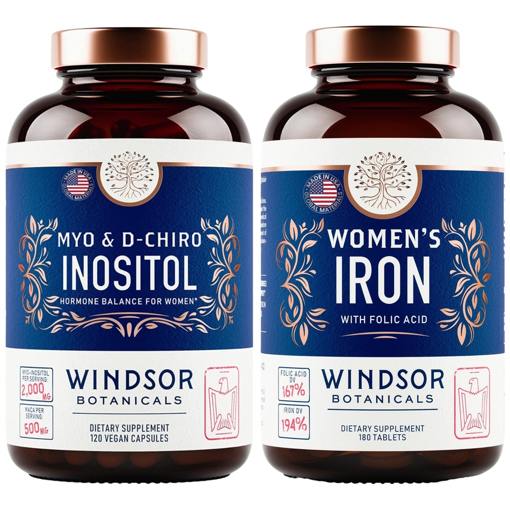 Inositol et comprimés de fer pour femmes Fécondité et soutien à la grossesse par Windsor Botanicals