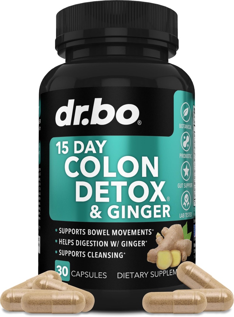Colon Cleanser Detox für Weight Flush - 15 Tage Colon Cleanse Pillen mit Ginger - Fast Natural Laxative, Constipation Relief, Bowel Movement Supplements for Intestinal Stomach Bloating Gut Loss Support