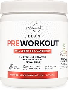 Ultra Clean Stim Free Pump Pre Workout + Nitric Oxide Booster (Fruit Punch) Beetroot, 7G Arginina Citrulline Malate, Betaine, Beta A, ACV+ - Sugar/Caffeine Free Natural Non Stim Preworkout Uomini & Donne