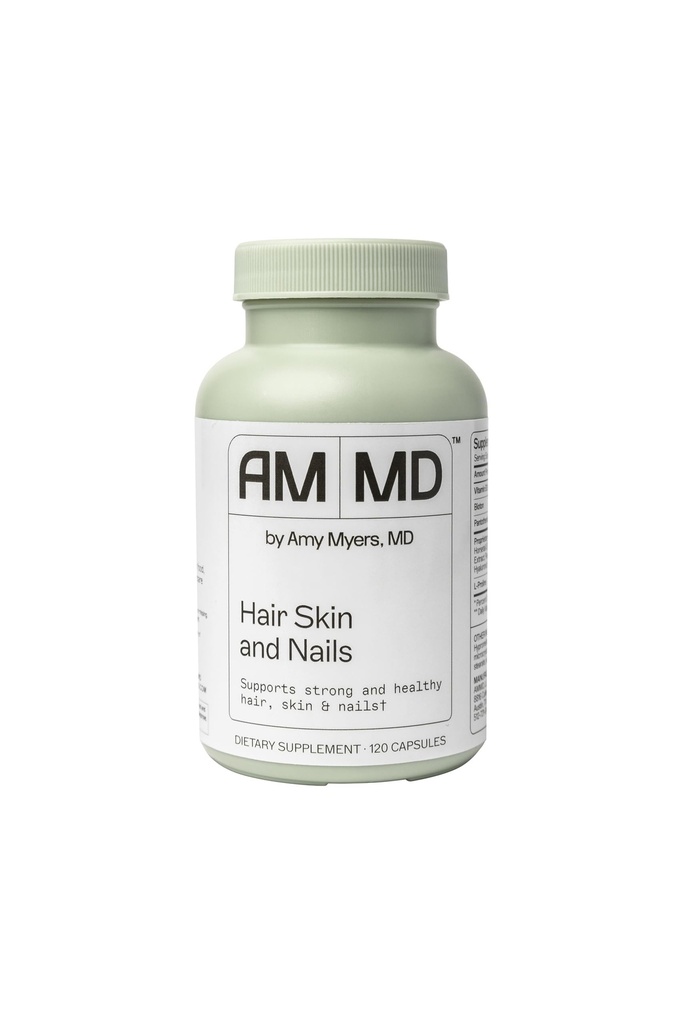 Amy Myers MD Hair Skin and Nails - Supporta capelli forti, pelle radiosa e unghie sane - L-Prolina, coda di cavallo, acido ialuronico - senza glutine - 120 capsule (30 porzioni)