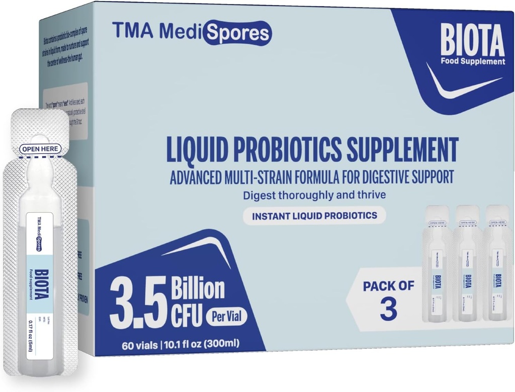 Biota Bevande Probiotiche per la Salute Digestiva & Supporto Immune,Fast Acting Support Stomach Constipation, Digestivo Daily Probiotic per Adulti, Bambini, Gluten, Sugar Free & Non-GMO, 60 Serve