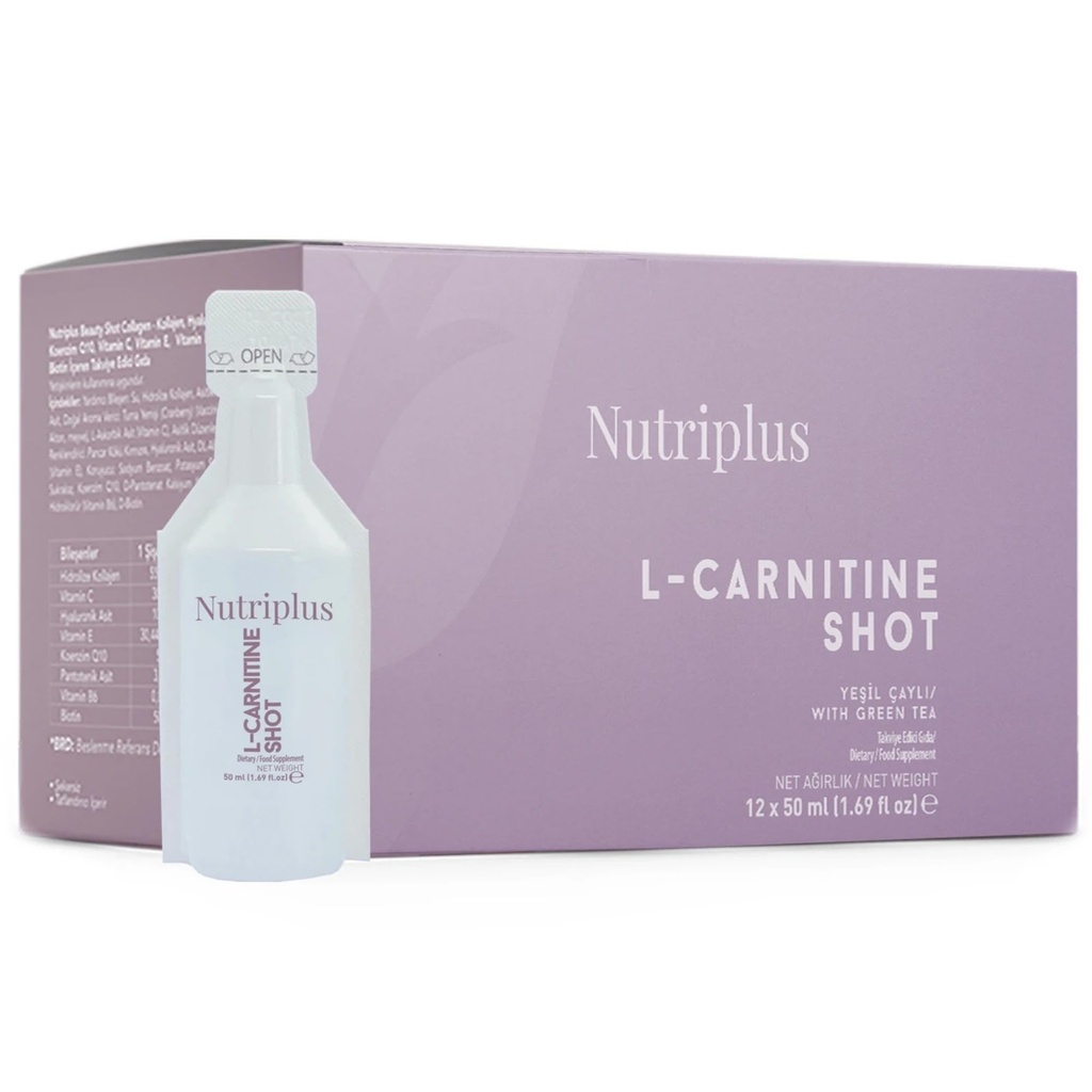 FARMASi Nutriplus Portioned Drink - L-Carnitine, 50ml (12 pcs) - Soutien énergétique, stimuler le métabolisme, améliore l'endurance, boisson quotidienne, suppléments
