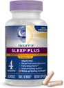 NEURIVA Sleep Plus mit 4-in-1 Vorteilen - Klinisch getestet Ashwagandha, L-Theanine & Melatonin - Reduzieren Stress, Fall Asleep Faster, Verbesserung der Schlafqualität, Wake Up Refreshed*, 58ct Capsules