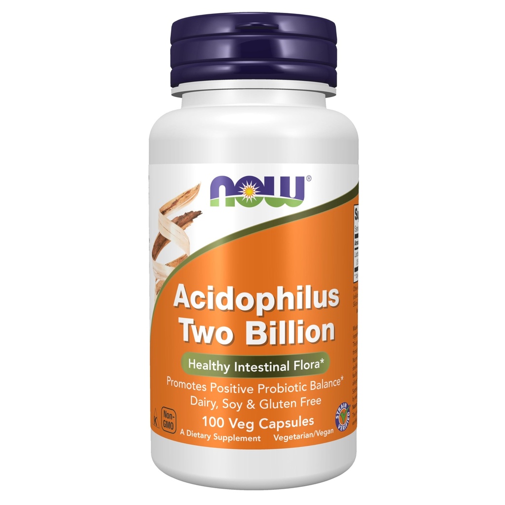 NOW Integratori alimentari, Acidophilus, Due miliardi, Strain verificato, Flora intestinale sana*, 100 capsule di veg