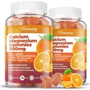 Calcium Magnesium Supplement Gummies for Adults: Calcium Citrate 600 mg with Vitamin D3 & K2 for Women Men - Supports B0ne Strength, Better Zzz, Muscles, Energy & Immune (120 Count)