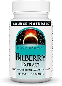 Source Naturelle Extrait de Bilberry 50 mg Antioxydant botanique normalisé - 60 comprimés
