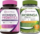 Probiotics & Organic Moringa Bundle, GI and Women’s Health, Natural Antioxidant Support, No Gluten, Pro (60 capsule) & Moringa (90 capsule)