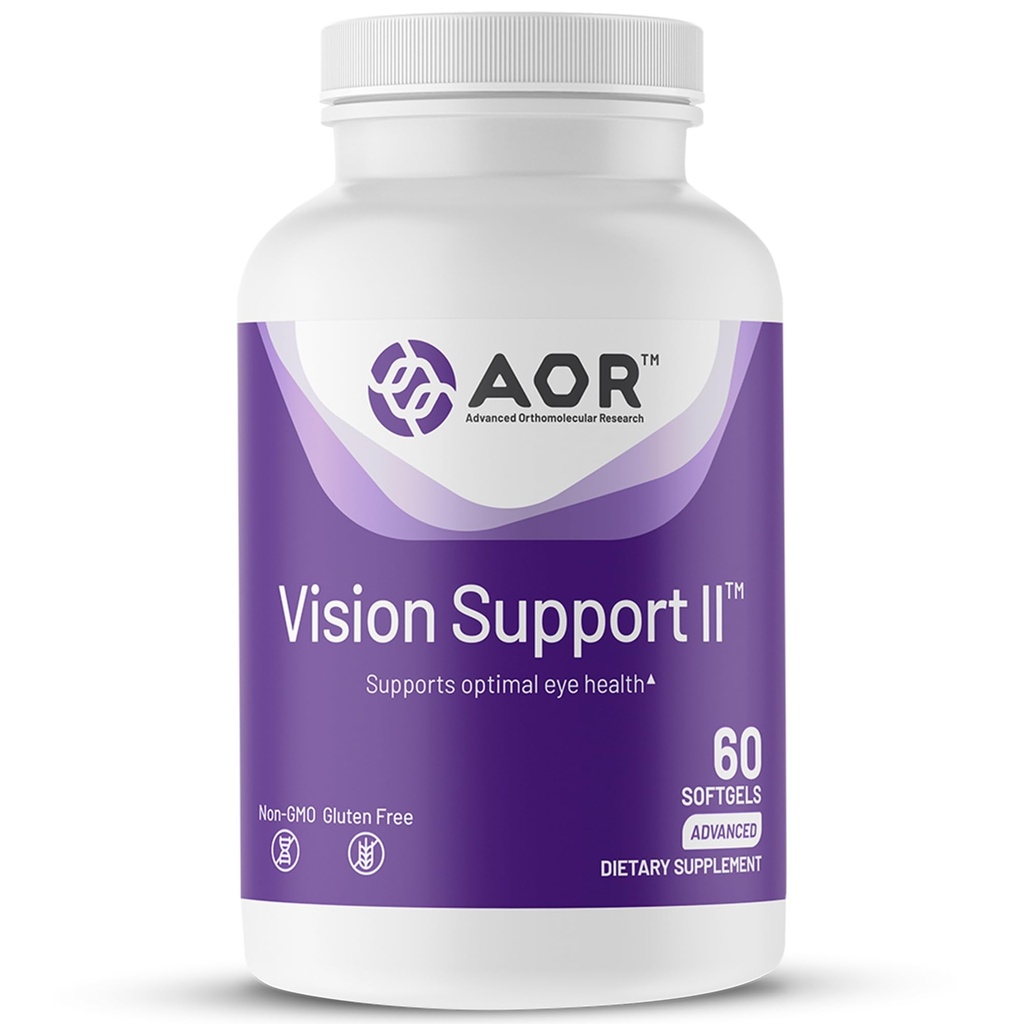 AOR, Vision Support II, Integratore Naturale per Sostenere la Salute degli Occhi, con Lutein e Zeaxantina, Gluten Free, 60 Softgels (30 Serve)