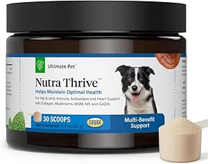Ultimate Pet Nutrition Nutra Thrive Canine, 40-in-1 integratore alimentare per cani con digestione e supporto immunitario, vitamine, minerali, probiotici, enzimi, 30 Scoops