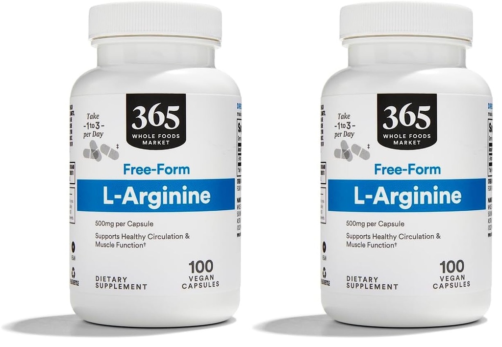 Ganzer Lebensmittelmarkt, L Arginine 500Mg 100 Veggie Caps (Pack von 2)