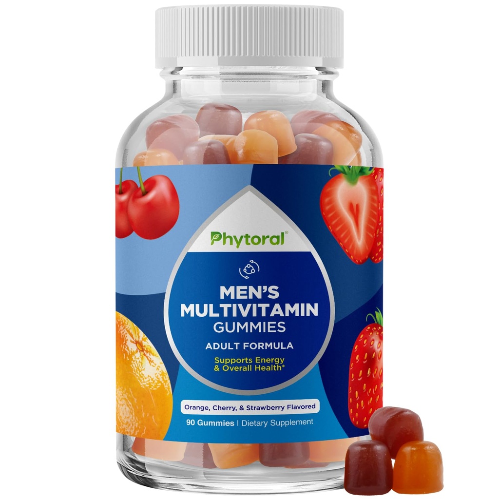 Phytoral Natural Multivitamin für Herren Gummis mit Zink - Vitamin D C A & Biotin B6 B12 Full Health Supplement