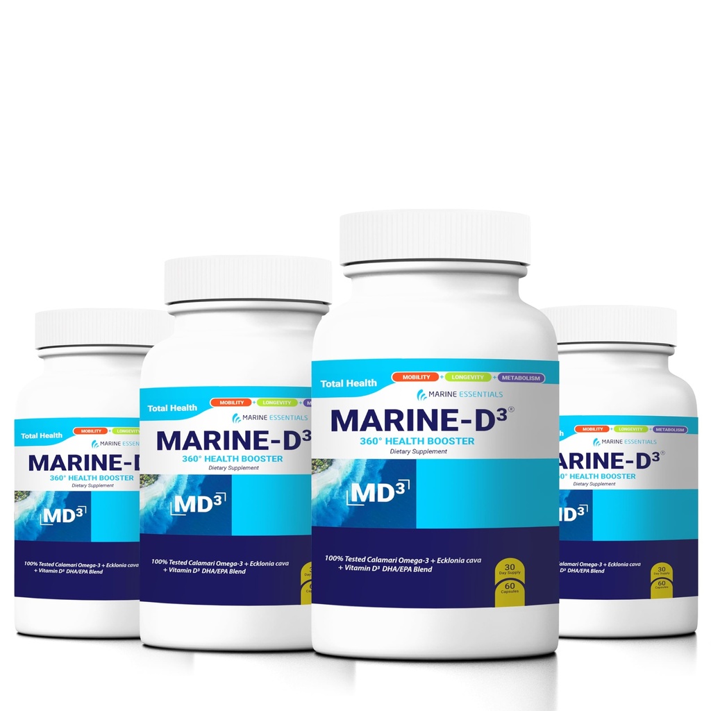 Marine D3 Omega 3 Calamari Ecklonia Cava DHA (4 Flaschen - 240 Kapseln)
