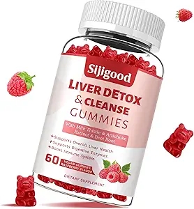 Liver Cleanse Detox und Repair Gummis - Silymarin Milchdistle Supplement mit Artichoke, Dandelion und Elderberry - Liver Support Supplement - 60 Raspberry Flavored Gummis